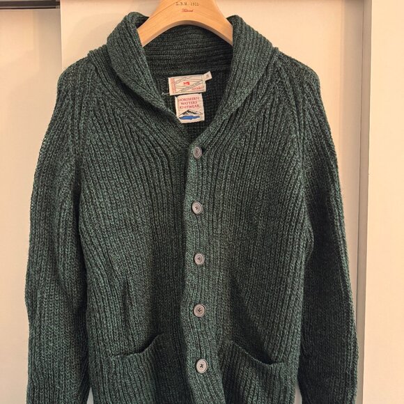 Epaulet x Northern Watters Knitwear Hand Knit Shawl Cardigan in Electric Forest - Picture 1 of 4